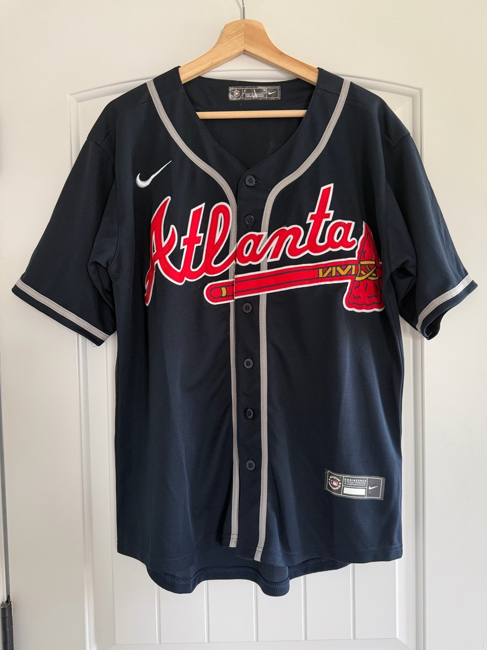 Atlanta Braves Nike Navy Alternate Replica Baseball Jersey Small Blank Back MLB